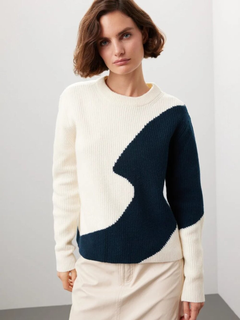 Derek Lam Cream Two Tone Sweater Size Small MSRP $395